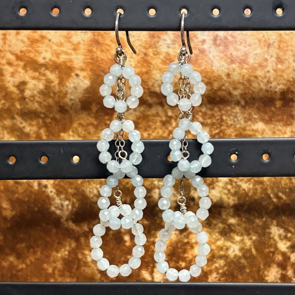 Handmade Sterling Silver and Faceted Aquamarine Dangle/Drop Earrings